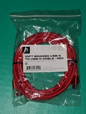 10 Ft. Atrix Red Braided USB-A to USB-C Cable, NIP!  Free Shipping!
