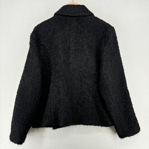 EILEEN FISHER Jacket XL Suri Alpaca Wool Blend Boucle Moto Asymmetric Zip Black - Picture 2 of 15