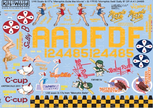 Kits World KW148136 1/48 Decal for Boeing B-17 F/G Flying Fortress - Picture 3 of 3