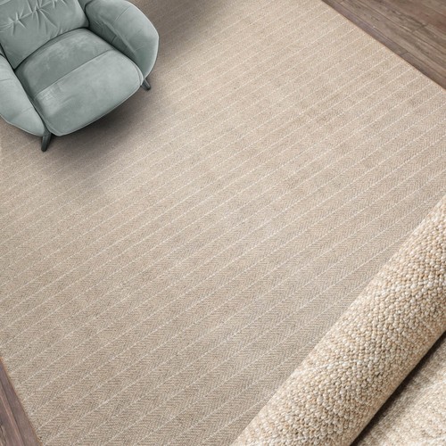 LoomBloom Multi Size Beige Hand Tufted Berber Herringbone New Zealand Wool Rug - Picture 10 of 82