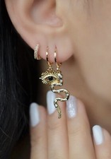 Trio Earrings Snake Evil Eye Hoop Earrings 18k Gold Plated Luxury