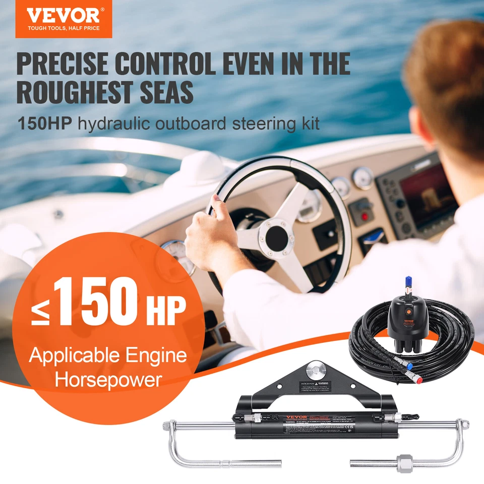 VEVOR 150HP Boat Hydraulic Steering System Kit Marine Outboard Steering Cylinder - image 2 of 4