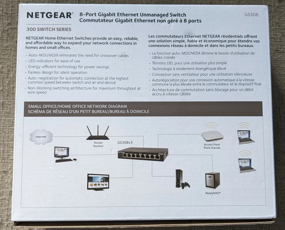NETGEAR 8-Port Gigabit Ethernet Unmanaged Switch (GS308) - Home Network Hub - Image 2 of 2