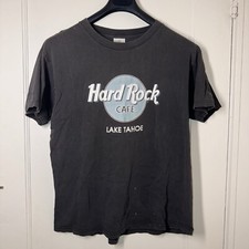 Y2K Hard Rock Cafe Lake Tahoe T-Shirt Mens L Black USA Made Distressed Vintage