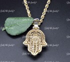 14k Yellow gold Natural Diamond Hamsa pendant with Rope chain necklace 7.50 ct — photo 8