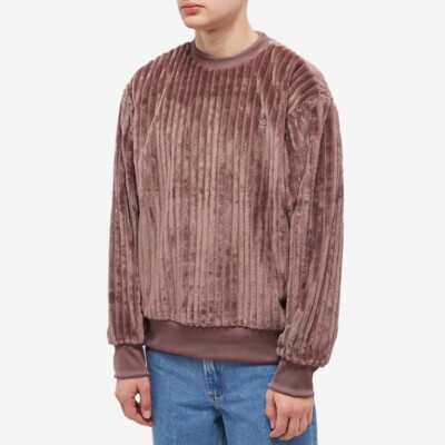 adidas Originals Men's Ribbed Velvet Crew Sweatshirt, Wonder Oxide