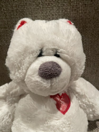 Mary Meyer Marshmallow Heartthrob Teddy Plush Stuffed Animal White Red Heart 14" - Picture 2 of 6