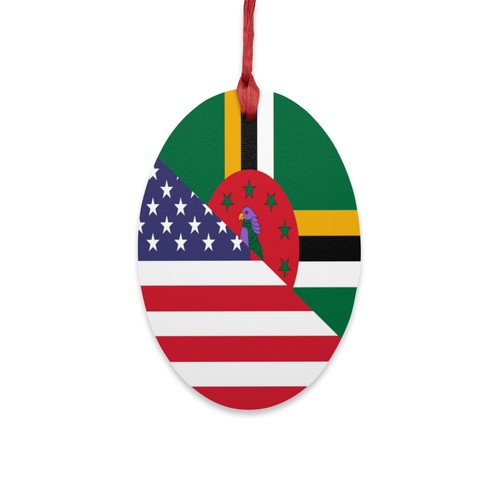Bandera Dominicana Americana Dominica EE. UU. Medio adorno de madera - Imagen 19 de 31