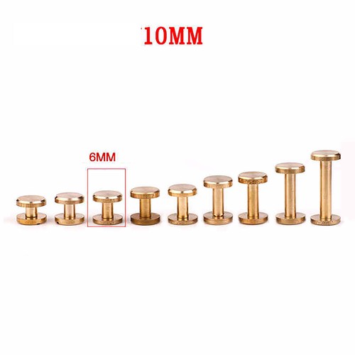 Flat Belt Screw Leather Craft Chicago Nail Brass Solid Rivets Stud Head 4mm-20mm - Picture 20 of 26