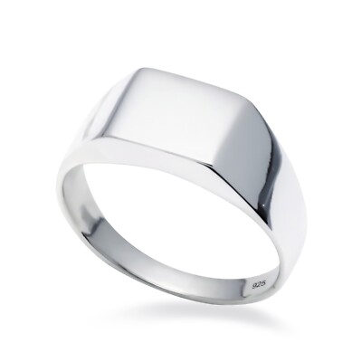 925 Solid Sterling Silver Square Signet Ring in Sizes G-Z 20