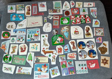 90 Stickers Christmas Vintage 1980's 1990's Animal Santa Angel Dog Snowmen MORE