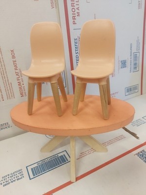 KidKraft Wooden Doll House Furniture Dining Table & Chairs Pink Wooden Table 