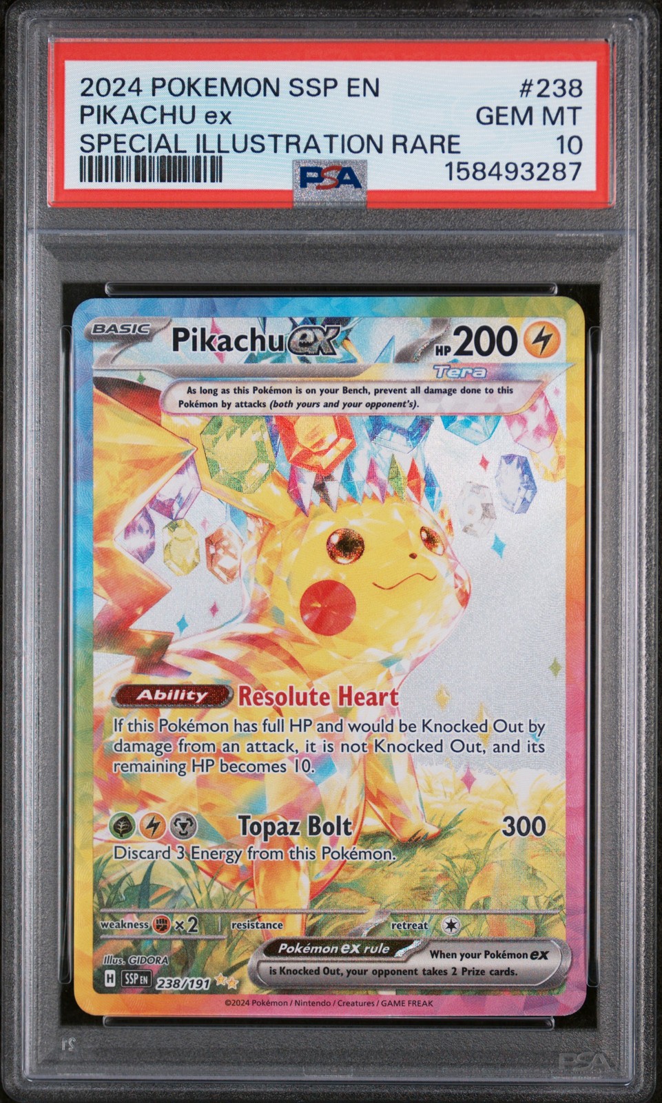 2024 POKEMON SSP EN-SURGING SPARKS SPECIAL ILLUSTRATION RARE PIKACHU EX PSA 10