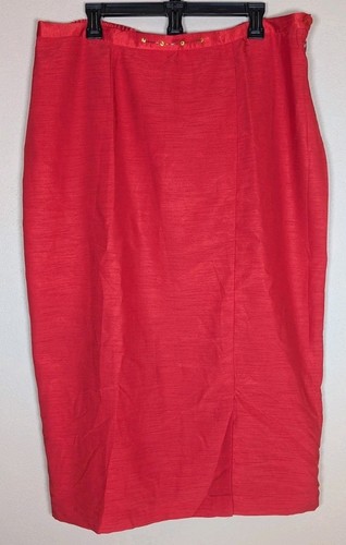 ASHRO Women's Skirt Suit ~ Red with Gold Beads and Sequins Fancy Buttons Sz 20 - Picture 7 of 13