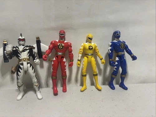Vtg Power Rangers Thunder Blue Red White Yellow Action Figure Bandai 2003 Lot 4