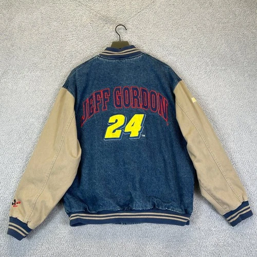 Vintage NASCAR Jeff Gordon Denim Team Jacket Men's Large 90's Chase Authentics image 2