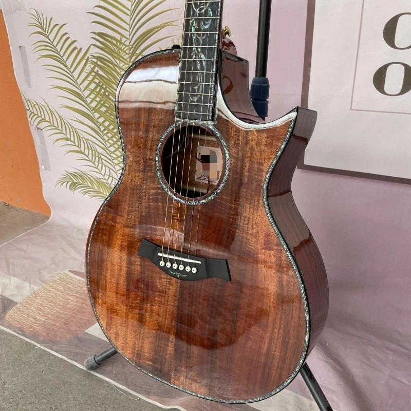 Custom Cutaway Acoustic Electric Guitar Full Koa Solid Top Rosewood Fingerboard - Image 3 of 4