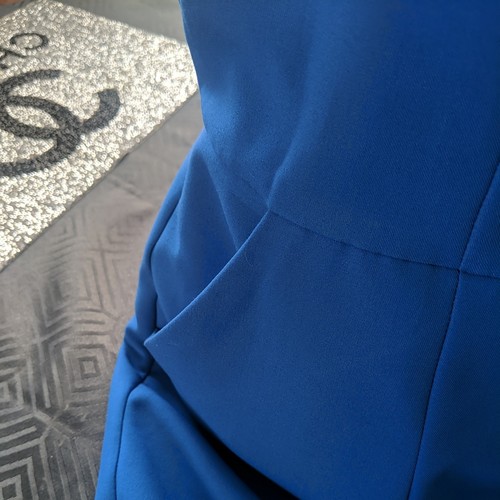 Size 18 Blue Scoop Neck Capped Sleeve Midi A Line Dress With Pockets By F&F - Picture 5 of 8