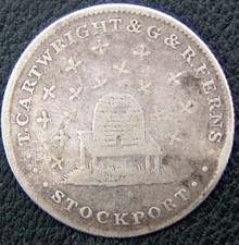 Stockport silver shilling (1/-) token 1812