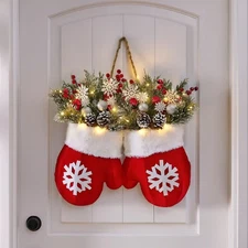Christmas Garland Creative Glove Shaped Simulated Flower Wreath Window Door Gate