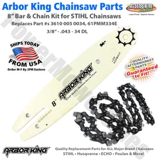 8” Chainsaw Bar & Chain Combo Kit 3/8 .043 34 DL Fits Stihl 3610 005 0034