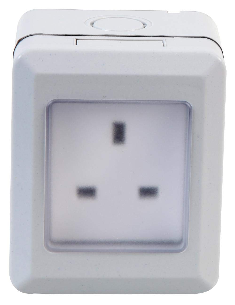 PRO ELEC 1-Gang Weatherproof Mains Socket, IP55 – Outdoor Use, 13A, 250V AC,