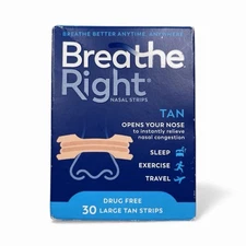 Breathe Right Large Nasal Strips - (30 Count), New, Sealed Box