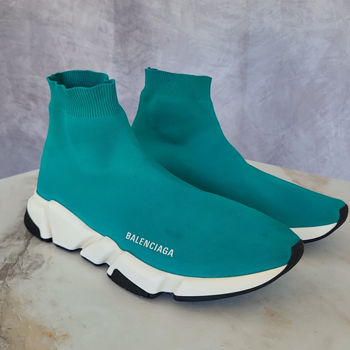 Balenciaga Speed Trainers Turquoise Men's Size 11 Italy AUTHENTICATED! - Video 1 of 1