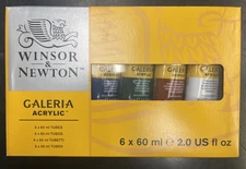 Winsor & Newton Galeria Acrylic Paint 6 x 2 Fl Oz 6 Tube Set Brand New