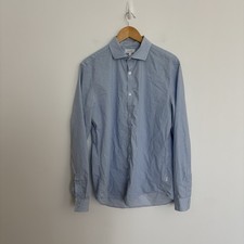 Calvin Klein Mens Collared Shirt Size Large Button Down Blue White Stripes