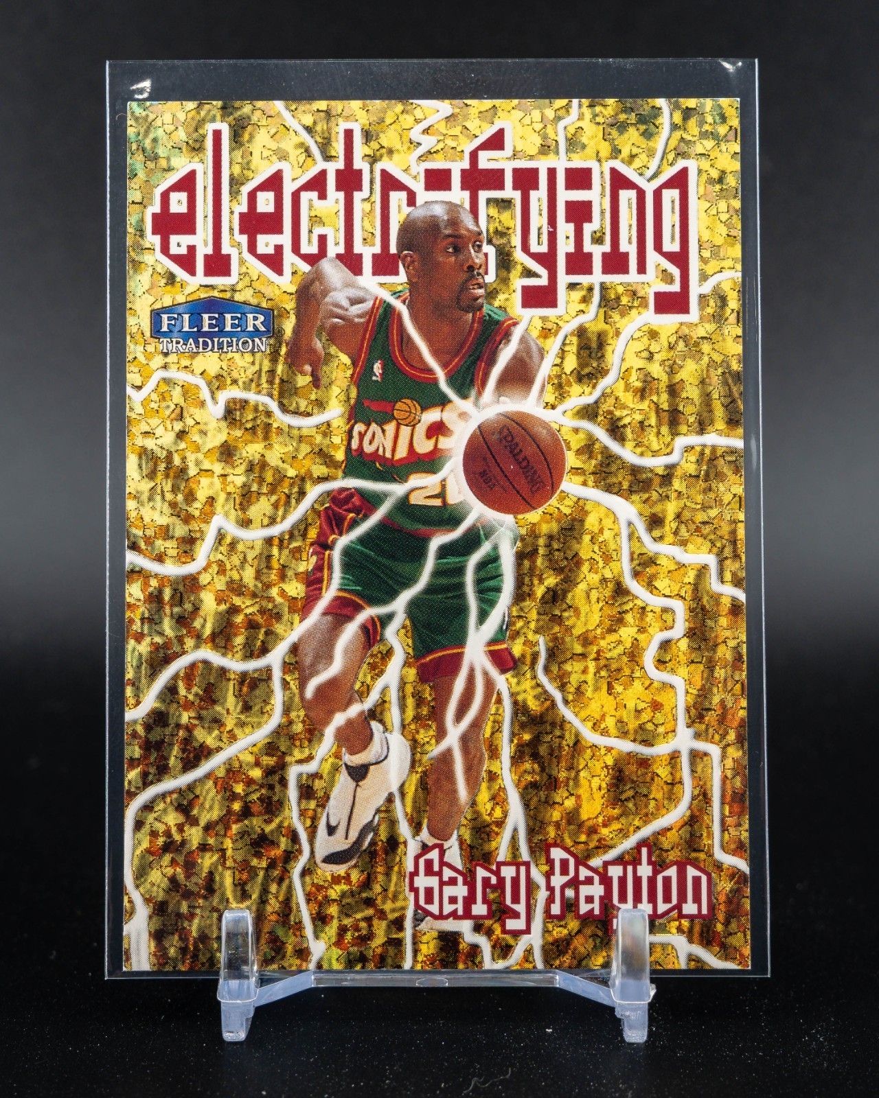 1998-99 Fleer Tradition Electrifying Gary Payton Insert #9 Seattle Supersonics