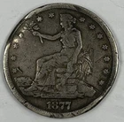 1877-S Silver Trade Dollar worn and damaged .7874 oz silver Cheap - Free Ship