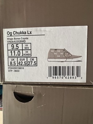 VANS WTAPS OG Chukka LX Bones Coyote, Size 9.5