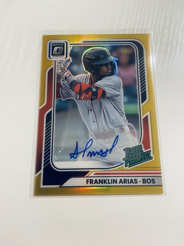 Franklin Arias 2026 Panini Donruss Optic Rated Prospect Auto Gold SP /10 Red Sox
