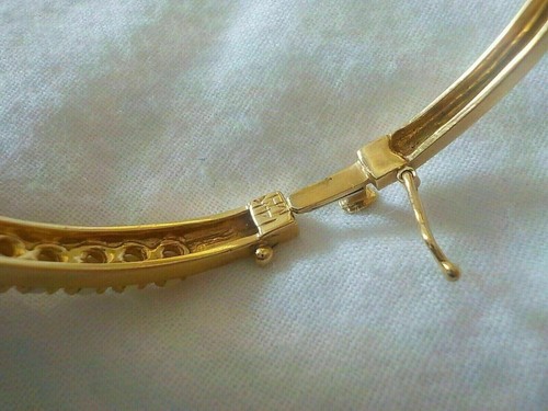 Vintage 14K Yellow Gold Finish 4.00 Ct Amethyst Pearl Diamond Bangle Bracelet - Picture 3 of 8
