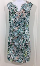 Adrianna Papell Womens Size 10 Floral Sheath Dress Zip Back Gather Side