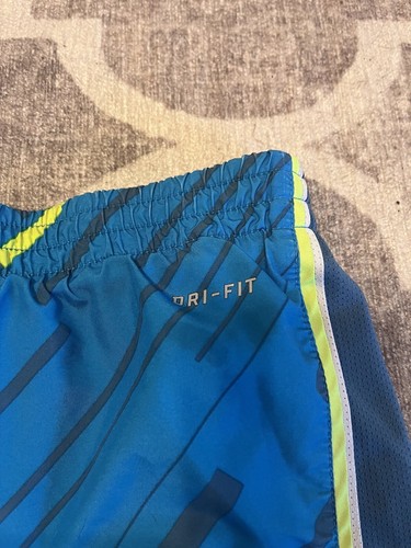 nike dri fit athletic running shorts size xs lined blue and green - Picture 6 of 6