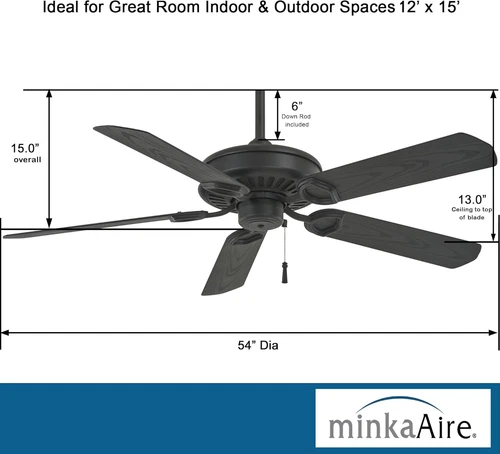F589-TCL Sundowner 54" Outdoor Ceiling Fan - Textured Coal Finish - Picture 3 of 9