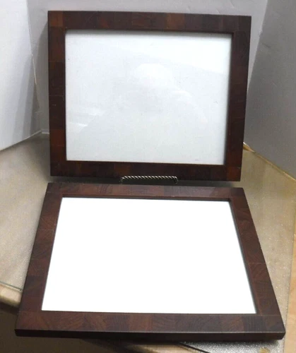 Set of 2 Picture Frames,   Dark Walnut Brown MDF w/Glass 9 3/4" x 11 3/4"