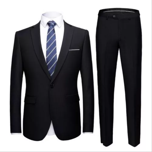 Men's Slim Fit Suits 2 Piece Jackets Blazer Pants Formal Business Coats Trousers - Picture 14 of 37