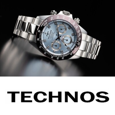 Buy Technos Watch With Natural Diamonds Brown Ice Blue Chronograph