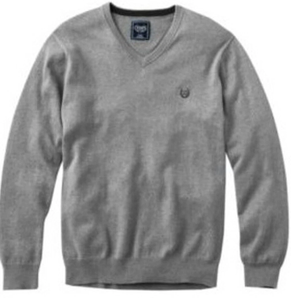 New NWT Chaps Mens Classic Fit Cashmere Blend V-Neck Sweater Grey Gray