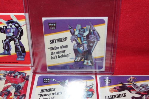 1985 Hasbro Transformers MASTER 254 Card & 24 Sticker Set w/ Skywarp HIGH Grade - Picture 11 of 20