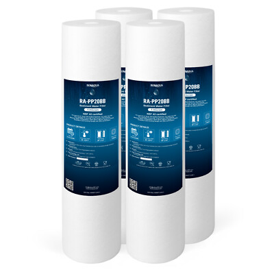 4.5'' x 20'' Big Blue Sediment Water Filters (1 Micron) 4 Whole House Cardridges