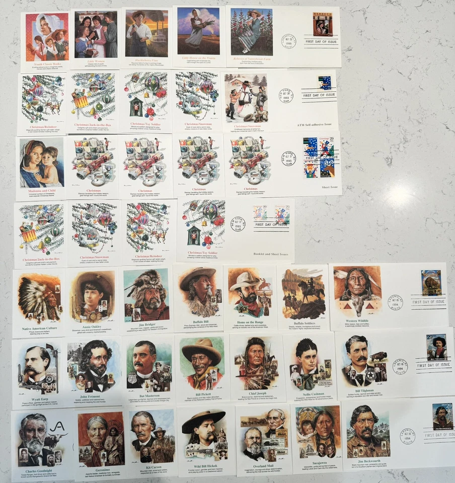 Lot Of 115 First Day Issue Stamps & Envelopes (1993-1994) Bonus 5 FDI Postcards - Image 2 of 4