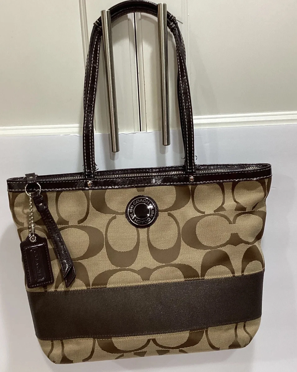 Leather Signature Stripe Tote Bag