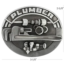 Plumber Belt Buckle Gray Tools 3D Wrench Plumbing Service