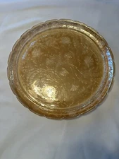 Jeanette Glass Vintage Floragold Louisa Iridescent 13 1/2" Serving Platter 