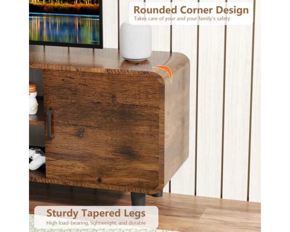 TV Stand for 55" TV, Entertainment Center with Storage Cabinets, Soft Hinge Door - Image 4 of 4