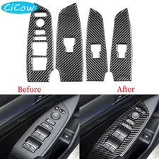 Interior Window Lift Switch Panel Trim For Honda Accord 18-21 Real Carbon Fiber